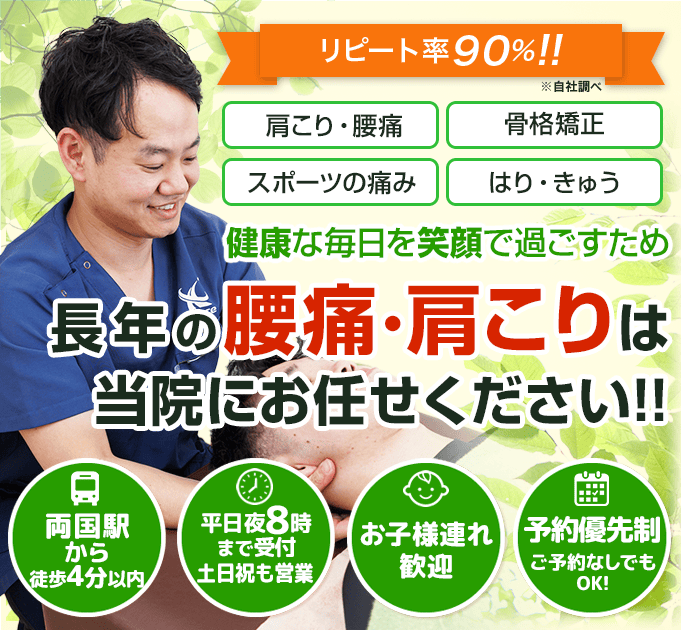腰痛・肩こりお任せください